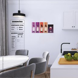 Vinho Harmonização - Quadro decorativo com 15mm de espessura com borda infinita - 6mm - Placa decora - 2