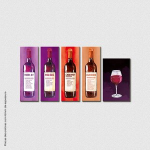 Vinho Harmonização - Quadro decorativo com 15mm de espessura com borda infinita - 6mm - Placa decora