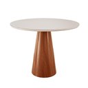 Ver imagem 1 de Mesa de Jantar Gênova 110cm Tampo Redondo Vidro Móveis Minas Cor Off White