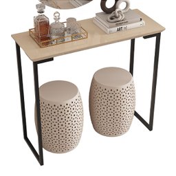 Aparador de Sala Roma Industrial:off-white e Preto - 5
