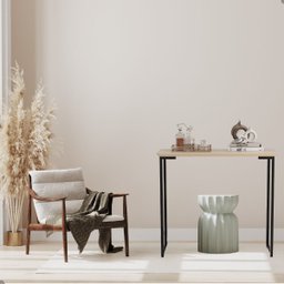 Aparador de Sala Roma Industrial:off-white e Preto - 4