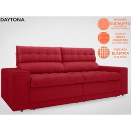 Sofá Daytona 2,30M Assento Retrátil e Reclinável Velosuede Vermelho - Netsofás - 5