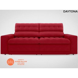 Sofá Daytona 2,30M Assento Retrátil e Reclinável Velosuede Vermelho - Netsofás - 4
