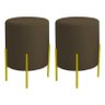 Kit 2 Puffs Orgânicos Veludo Thor com Pés de Ferro Dourado - 7 Decor Marrom - 1