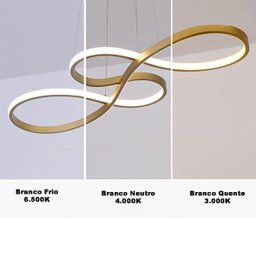 Lustre Pendente 3 em 1 Led Arco Infinito Recepçao Hall de Entrada Sala de Jantar Iluminaçao Restaura - 4