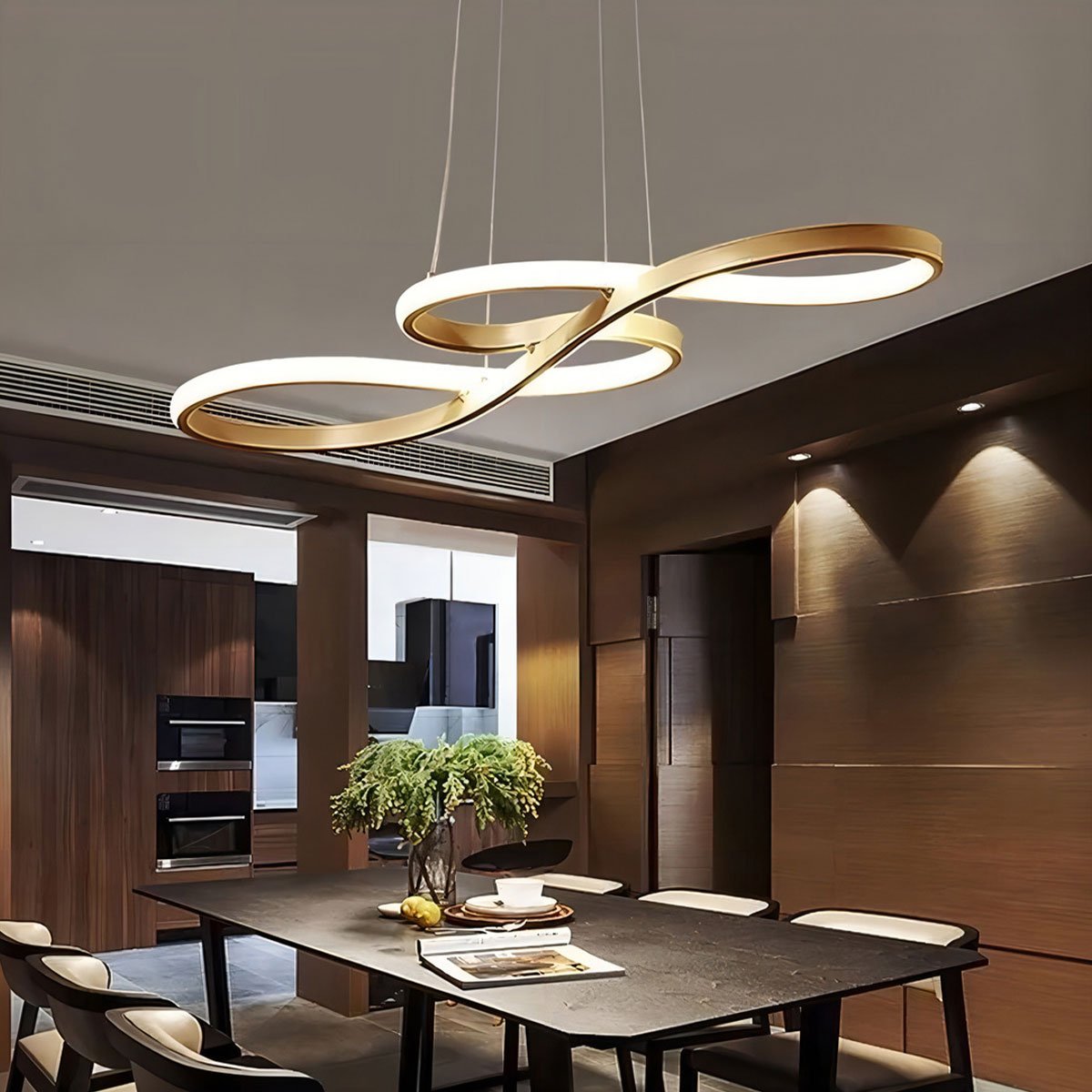 Lustre Pendente 3 em 1 Led Arco Infinito Recepçao Hall de Entrada Sala de Jantar Iluminaçao Restaura - 11
