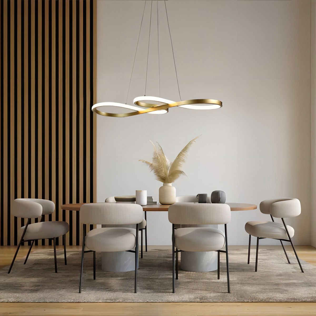Lustre Pendente 3 em 1 Led Arco Infinito Recepçao Hall de Entrada Sala de Jantar Iluminaçao Restaura - 13