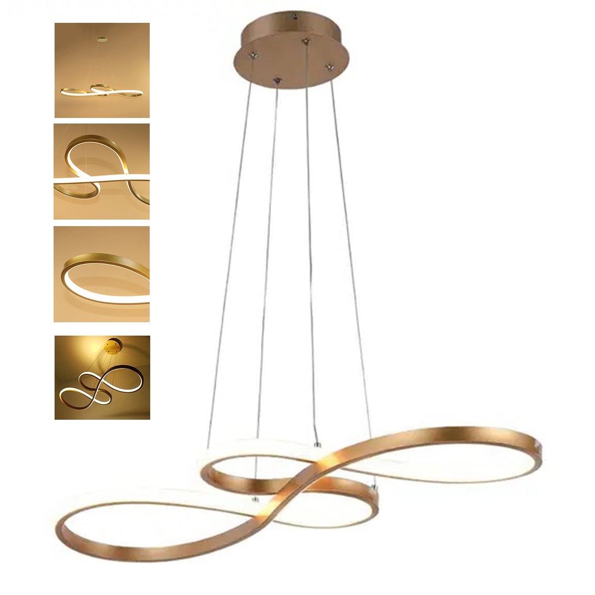 Lustre Pendente 3 em 1 Led Arco Infinito Recepçao Hall de Entrada Sala de Jantar Iluminaçao Restaura - 15