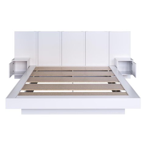 Cama Casal/queen com Cabeceira e 2 Mesas para Colchão 198x158cm Multimóveis Cr40144 Branco