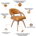 Ver imagem 4 de Cadeira de Jantar Giratória Estofada Base Madeira Maciça Celebrity L02 Couríssimo Whisky - Lyam