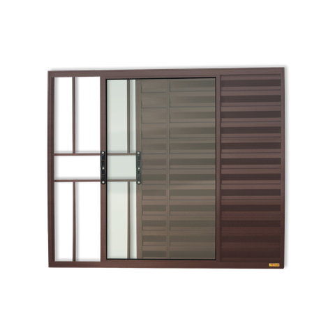 Veneziana Alumínio Confort 3F.c/Grade 120 x 120 V.Liso Marrom Corten Brimak