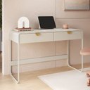 Ver imagem 1 de Escrivaninha Orgânica Pé Metal Luna 2 Gavetas 125cm Offwhite