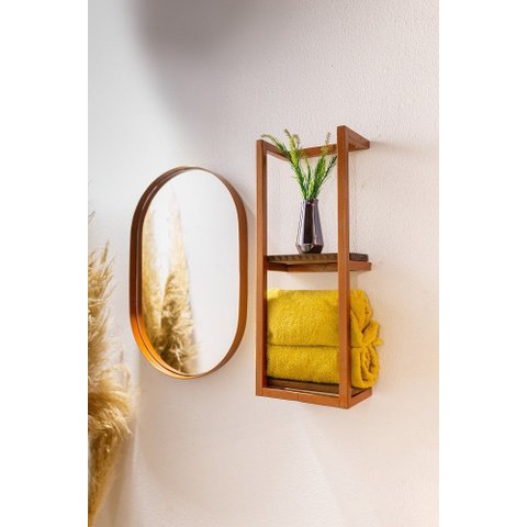 Espelho Luxo Oval Decorativo 115x60cm Banheiro Sala Quarto Hall Moldura Rose Gold