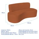 Ver imagem 2 de Sofá Curvo Orgânico Escritório Recepção Sala 2 Lugares Amsterdã 140cm Suede