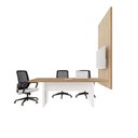 Ver imagem 4 de Mesa de Reunião Industrial 200cm com Caixa de Tomadas Painel para TV Macadâmia e Branco F5 Office