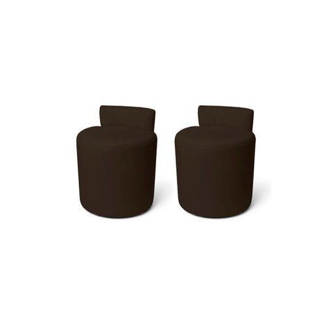 Kit 2 Puff'S Banqueta Alto Confortável Reforçado Minimalista Roma Corino