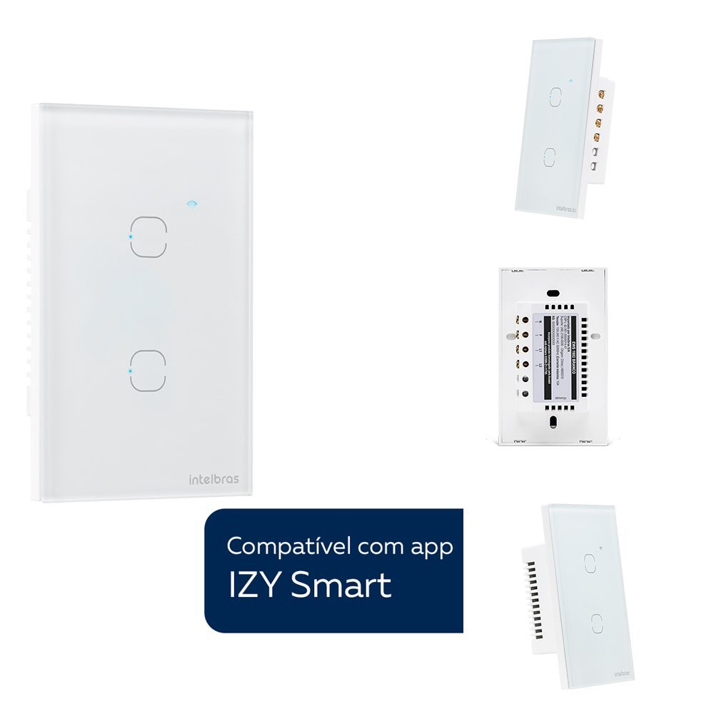Kit 2 Interruptores Smart Inteligente Touch Wi-fi 2 Teclas Ews 1002 Intelbras - 2