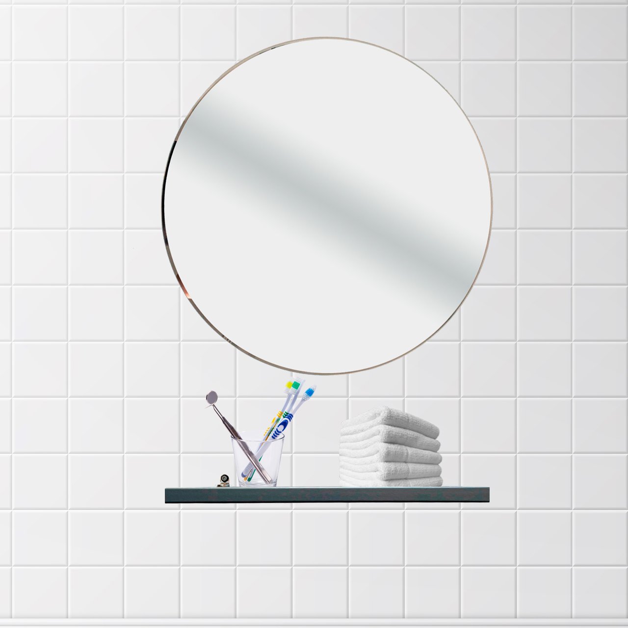 Espelho de Parede Redondo 40cm Diâmetro Banheiro Sala Quarto - 5
