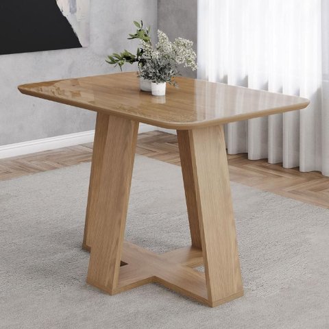 Mesa de Jantar 4 Lugares 120cm com Vidro Lince Nature H02 - Mpozenato