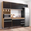 Ver imagem 2 de Cozinha Modulada Andréia 5 Peças 240cm Amêndoa/preto - Ajl Móveis