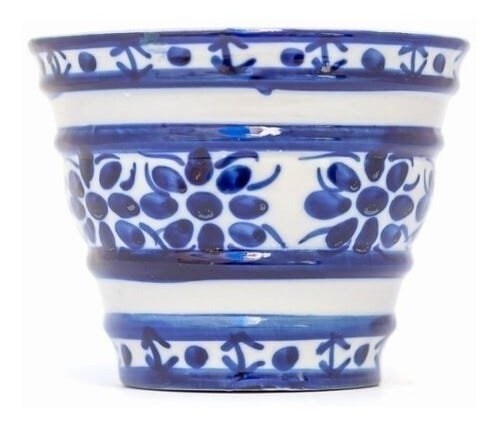 Kit Cachepot Decorativo Porcelana Azul E Branca Pintado Mão - 3