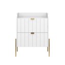 Ver imagem 3 de Mesa de Cabeceira para Quarto Pequeno Moriah 45cm Branco com Dourado