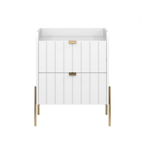 Mesa de Cabeceira para Quarto Pequeno Moriah 45cm Branco com Dourado