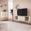 Ver imagem 3 de Conjunto Sala de Estar Buffet e Rack Estilo Orgânico Off White