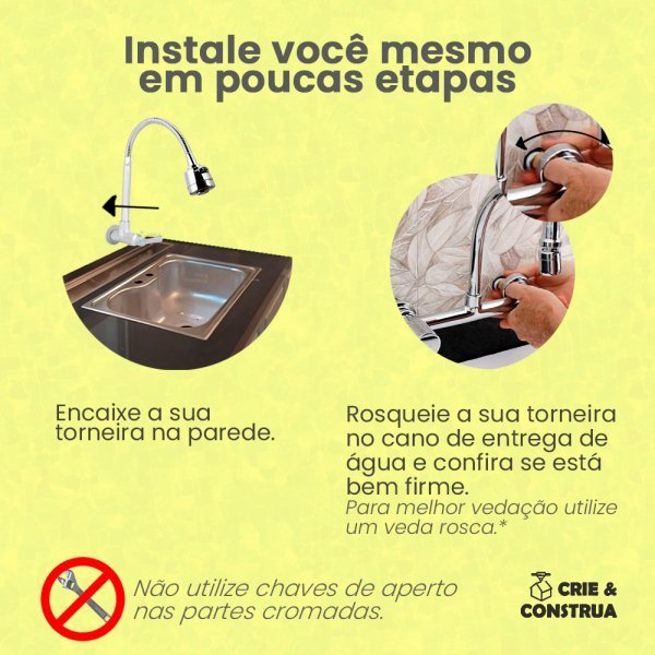 Kit Torneira Gourmet para Cozinha Instalação Completa Economica + Brinde Luxo - 9