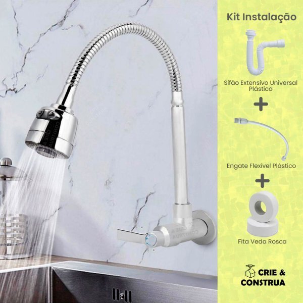 Kit Torneira Gourmet para Cozinha Instalação Completa Economica + Brinde Luxo - 2