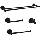 Ver imagem 1 de Kit Acessorios Banheiro Preto Fosco Aço Inox 4 Peças Papeleira Cabide Toalheiro Duplo Porta Toalha
