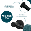 Ver imagem 3 de Kit Acessorios Banheiro Preto Fosco Aço Inox 4 Peças Papeleira Cabide Toalheiro Duplo Porta Toalha
