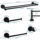 Ver imagem 5 de Kit Acessorios Banheiro Preto Fosco Aço Inox 4 Peças Papeleira Cabide Toalheiro Duplo Porta Toalha