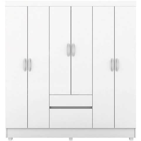 Guarda-Roupa Casal 6 Portas 2 Gavetas 149 cm Fast Branco/Rosa/Branco Flex