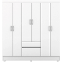 Ver imagem 1 de Guarda-Roupa Casal 6 Portas 2 Gavetas 149 cm Fast Branco/Rosa/Branco Flex
