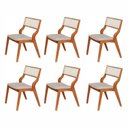 Ver imagem 1 de Kit 6 Cadeiras de Jantar Luna Madeira Maciça com Rattan Natural e Braços Curvos Espresso Móveis