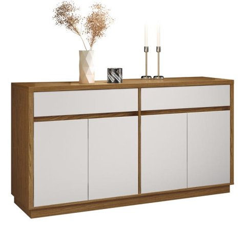 Aparador Buffet para Sala de Jantar 1,50M com 4 Portas e 2 Gavetas Ana Ype Off White New Ceval