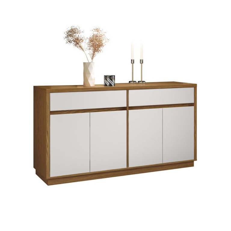 Aparador Buffet para Sala de Jantar 1,50M com 4 Portas e 2 Gavetas Ana Ype Off White New Ceval