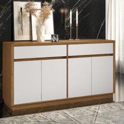 Aparador Buffet para Sala de Jantar 1,50M com 4 Portas e 2 Gavetas Ana Ype Off White New Ceval - 2