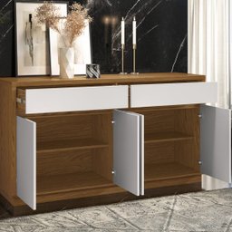 Aparador Buffet para Sala de Jantar 1,50M com 4 Portas e 2 Gavetas Ana Ype Off White New Ceval - 3