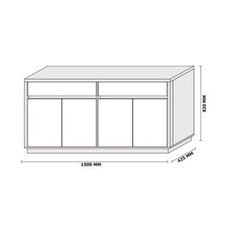 Aparador Buffet para Sala de Jantar 1,50M com 4 Portas e 2 Gavetas Ana Ype Off White New Ceval - 4