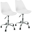 Ver imagem 1 de Kit 2 Cadeiras Leda Office Luisa Saarinen Estofada Base Giratória Cromada - Branca Branco