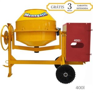 (FORA DE LINHA) - BETONEIRA MENEGOTTI RENTAL 400 LITROS MOTOR DIESEL TOYAMA 5CV 4 TEMPOS COM RODAS M