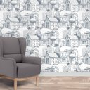 Ver imagem 1 de Papel de Parede - Vintage Retrô Mod 036 Casas-60x300cm