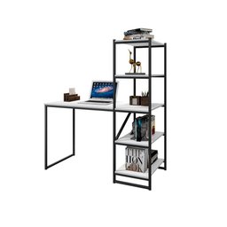Mesa Escritório Home Office Fit com Prateleira Prática-branco - 1 Mesa Escritório Home Office Fit com Prateleira Prática-branco - 1