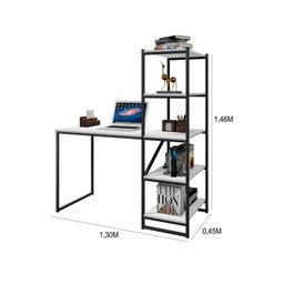 Mesa Escritório Home Office Fit com Prateleira Prática-branco - 3 Mesa Escritório Home Office Fit com Prateleira Prática-branco - 3