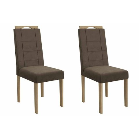 Cadeira Sala de Jantar Flora 2cad161 Madeirado Kit 2 Un Carvalho/suede Capuccino - Kappesberg