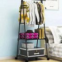 Ver imagem 2 de Arara de Roupas Closet Multifuncional Prateleira com Rodas