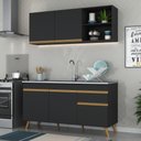 Ver imagem 3 de Armário de Cozinha Compacta 150cm Veneza Multimóveis V2079 Preto/dourado