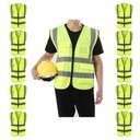 Ver imagem 2 de Colete Sinalizador Refletivo 10 Unidades Segurança Trabalho Epi Obra Transito Bolsos Ziper Proteç